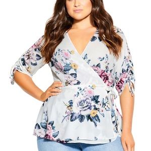 NWT CITY CHIC Summer Flirt Floral Wrap Top